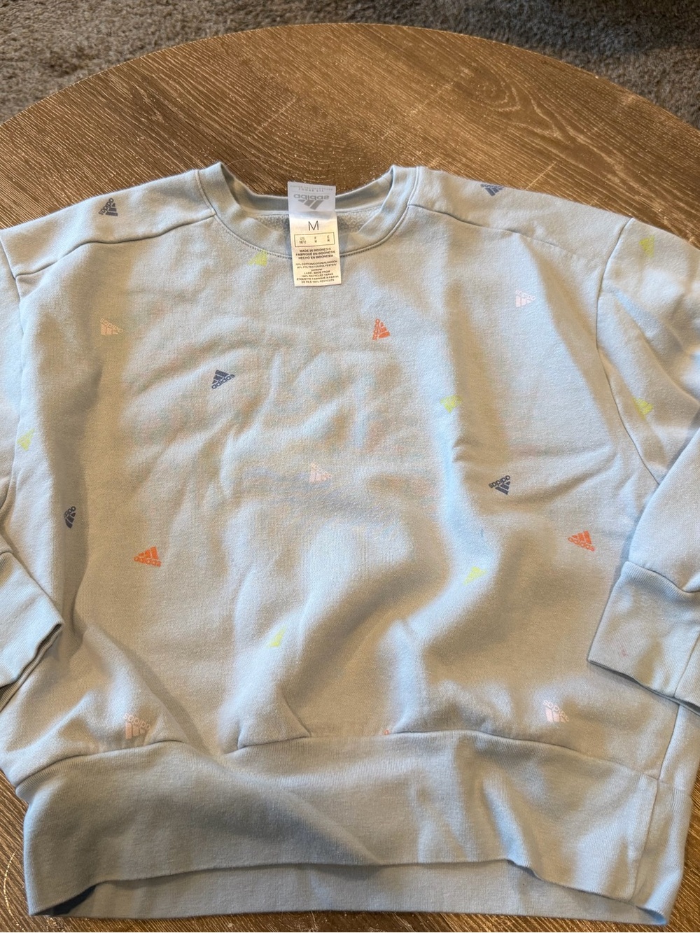 Adidas Girl’s Light Blue Logo Crewneck Sweatshirt